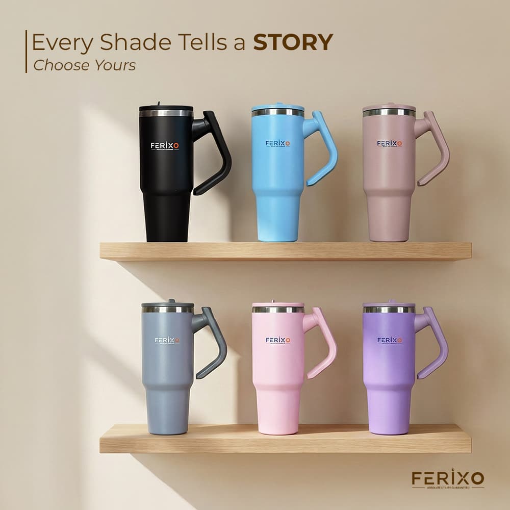 Ferixo™ FlexHandle Tumbler | Stylish Reusable Drinking Cup – Large Capacity Portable Tumbler | Durable & Leak-Resistant Everyday Water & Beverage Cup for Home, Office,Gym, Travel and Everyday Use - 6