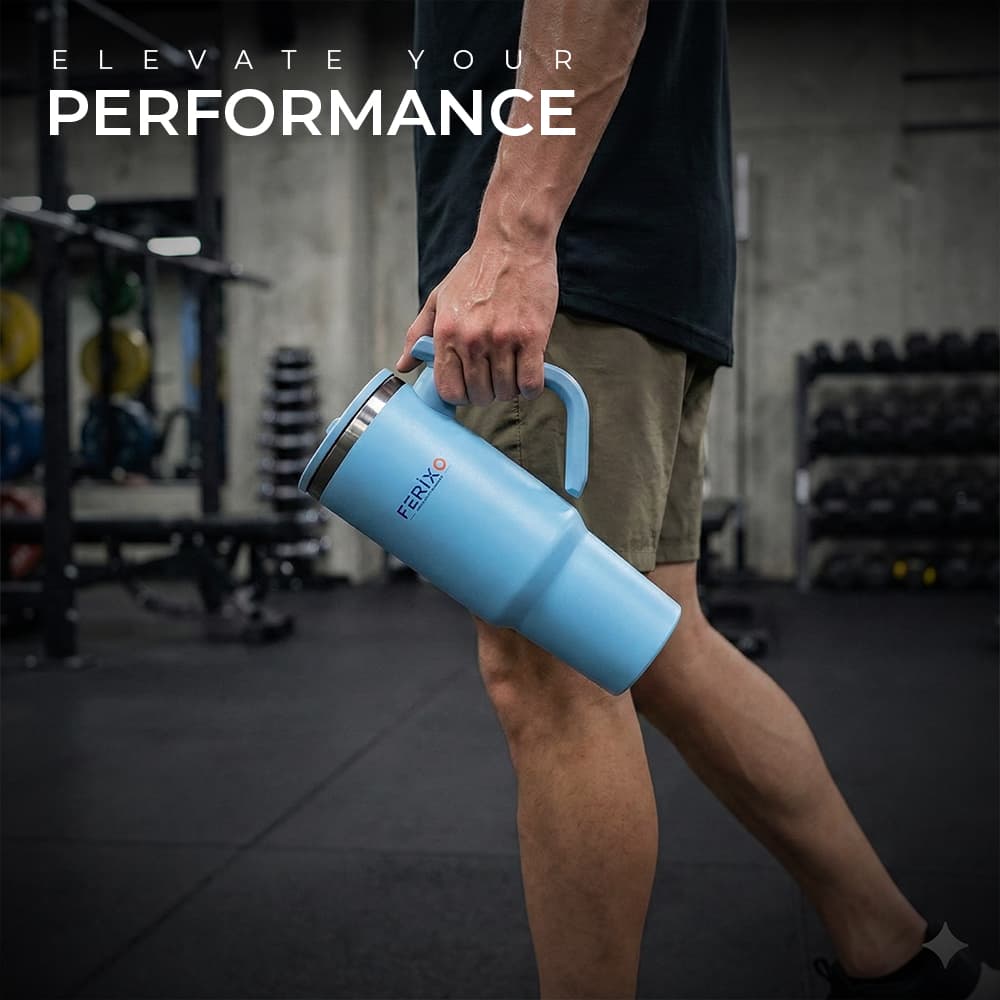 Ferixo™ FlexHandle Tumbler | Stylish Reusable Drinking Cup – Large Capacity Portable Tumbler | Durable & Leak-Resistant Everyday Water & Beverage Cup for Home, Office,Gym, Travel and Everyday Use - 1