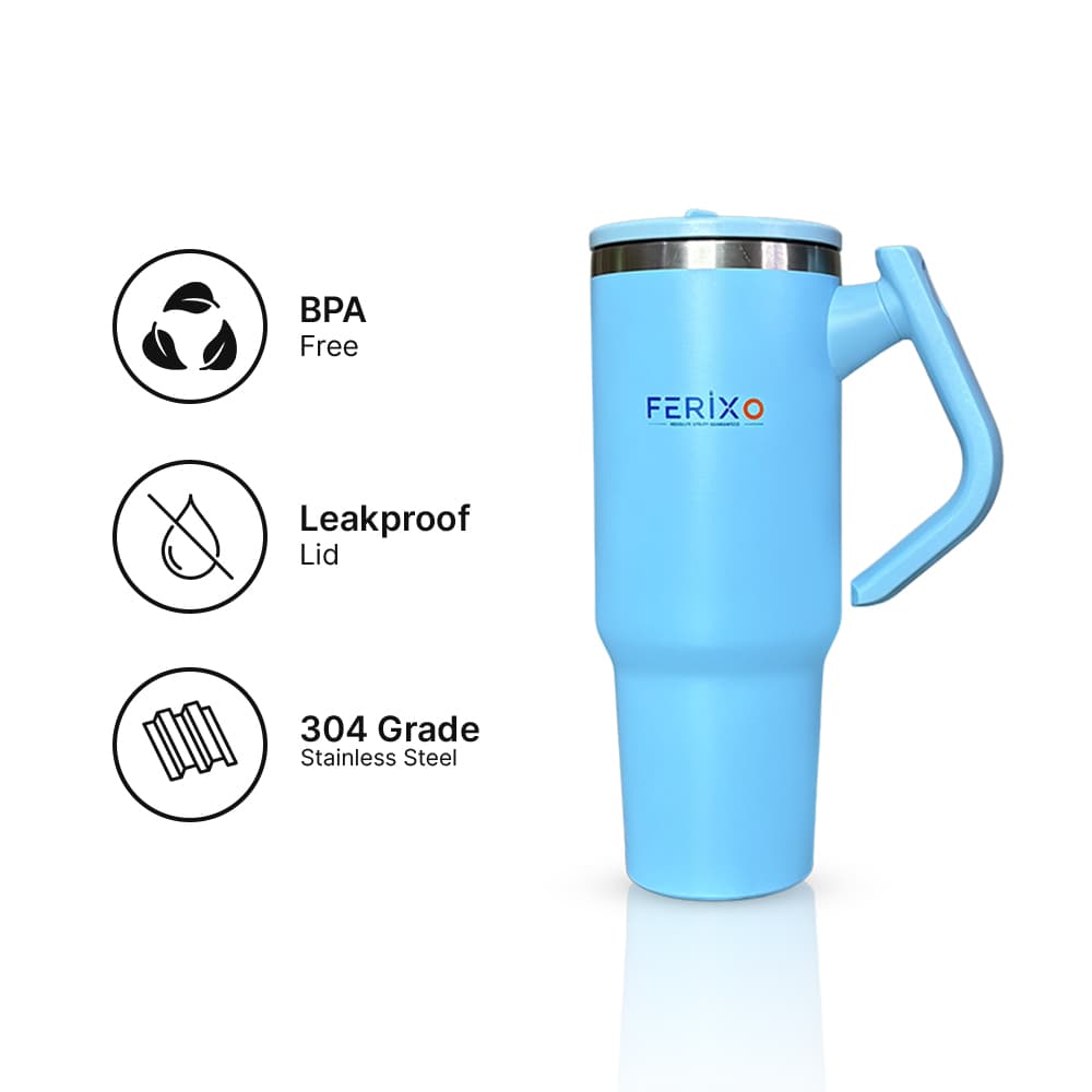 Ferixo™ FlexHandle Tumbler | Stylish Reusable Drinking Cup – Large Capacity Portable Tumbler | Durable & Leak-Resistant Everyday Water & Beverage Cup for Home, Office,Gym, Travel and Everyday Use - 4