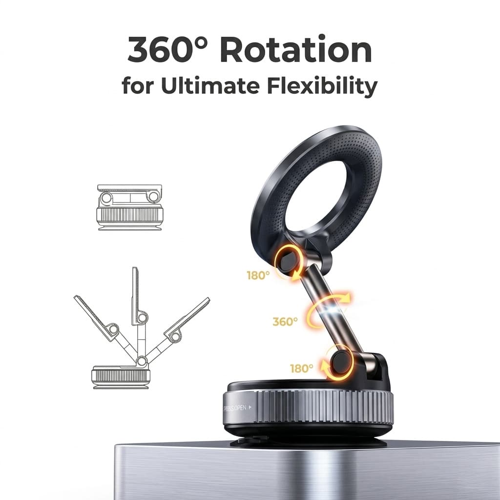 Ferixo™ Universal 360° Magnet Phone Holder with Vacuum Suction Base - 1