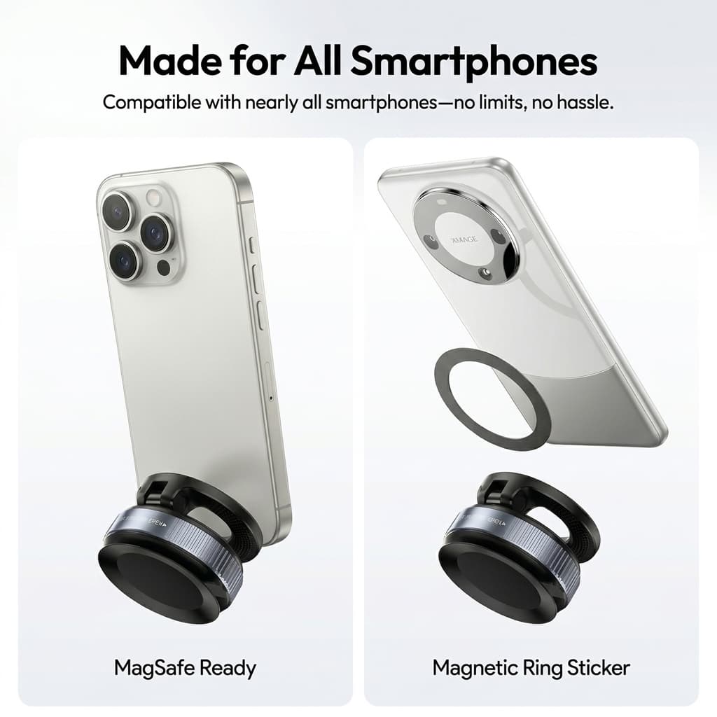 Ferixo™ Universal 360° Magnet Phone Holder with Vacuum Suction Base - 3