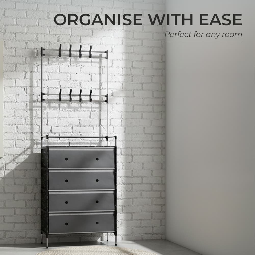 Ferixo™ Multi-Layer Shoes Organizer – Shoe Rack +Hanger Combo | DIY Storage Shelf for Clothes, Bags & Footwear - 1