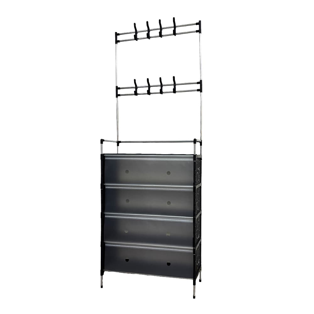 Ferixo™ Multi-Layer Shoes Organizer – Shoe Rack +Hanger Combo | DIY Storage Shelf for Clothes, Bags & Footwear